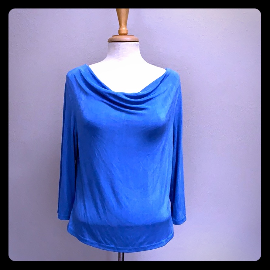 Fiore Slinky Comfy Draped Boat Neck Versatile Top